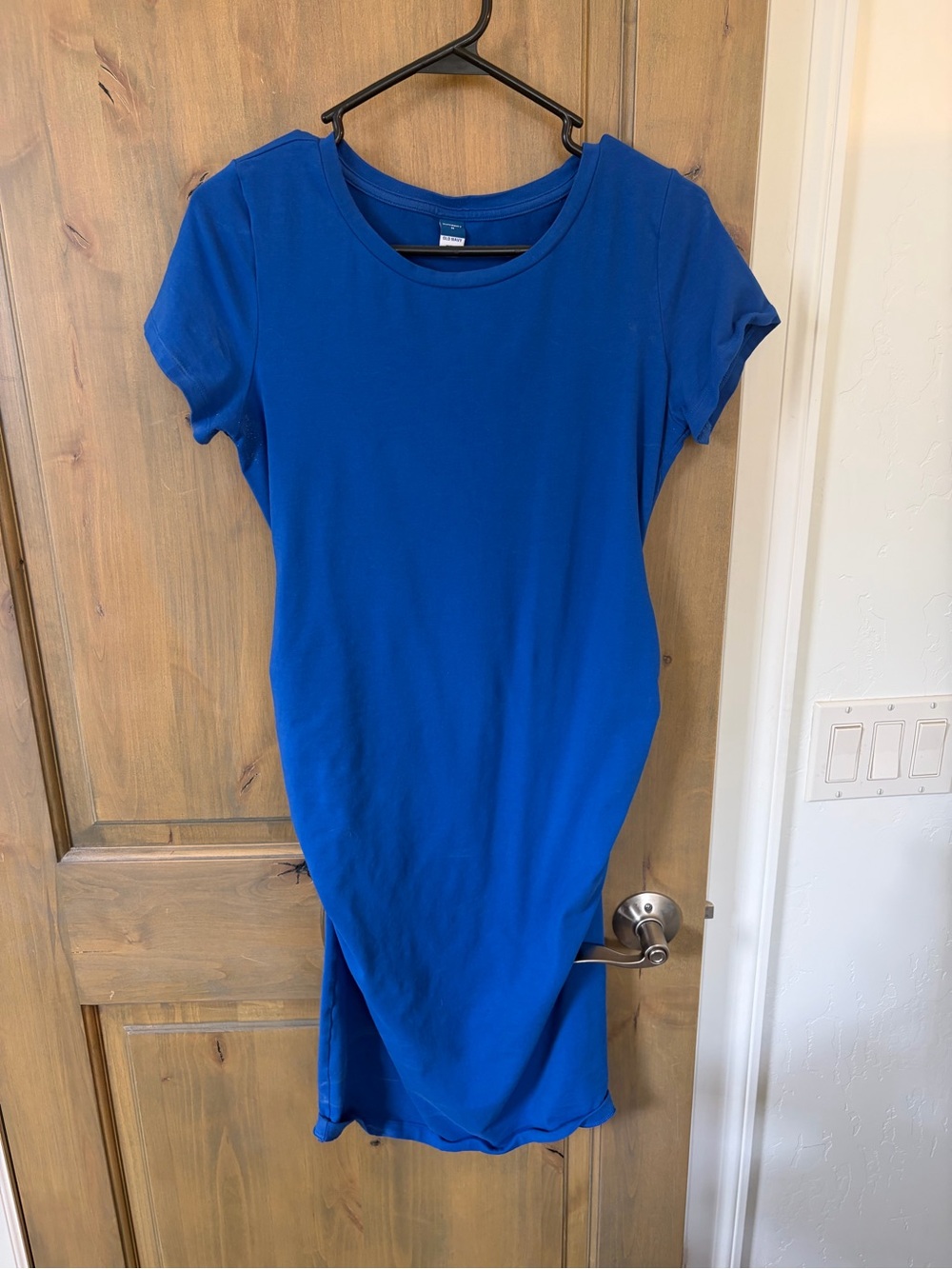 Blue Women's Maternity Short Sleeve Knit Dress